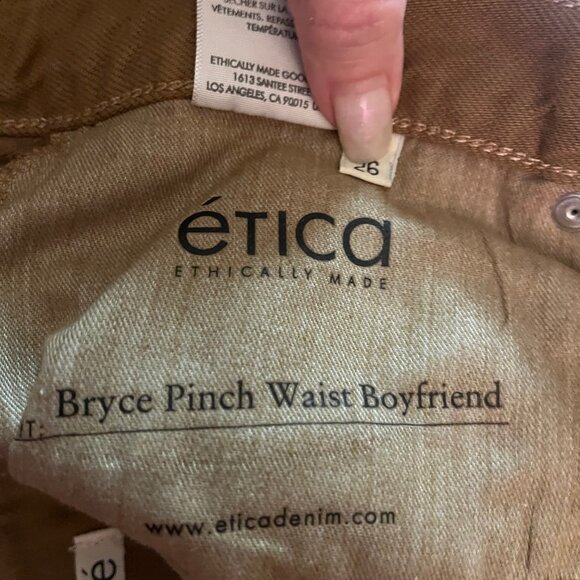 ÉTICA Bryce Pinch Waist Boyfriend in Tapenade NWT - Picture 9 of 12